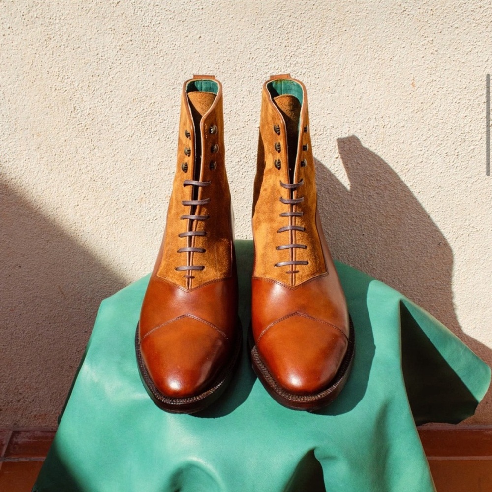 The Panuncio Bolivar Balmoral Boot in brandy colored suede/leather combo - Picture 8 of 12